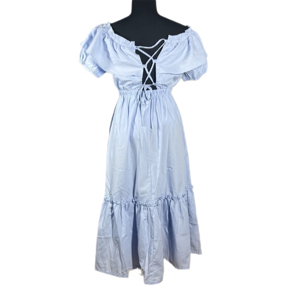 NWT Lumiere Off-Shoulder Midi Dress, Light Blue, Small - Picture 3 of 5
